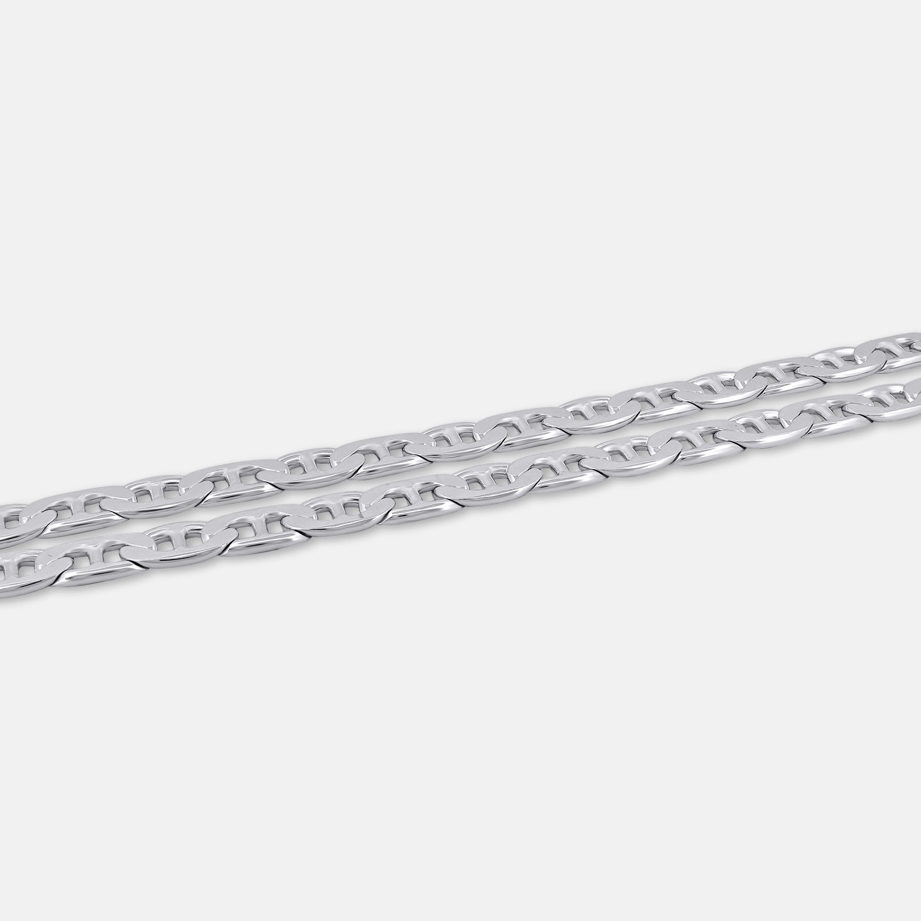 close up of 925 silver mariner link chain necklace