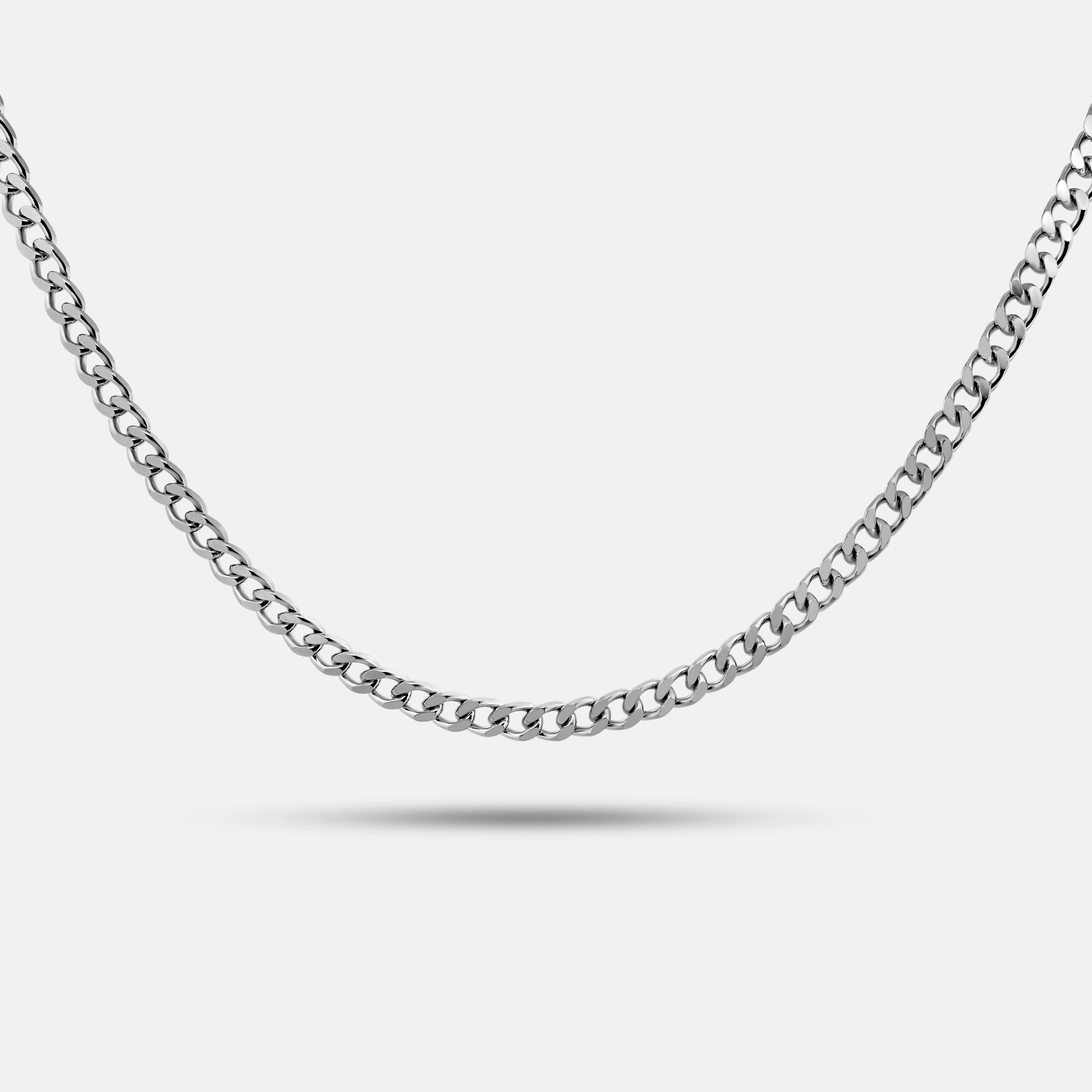 front angle of 925 silver cuban link chain