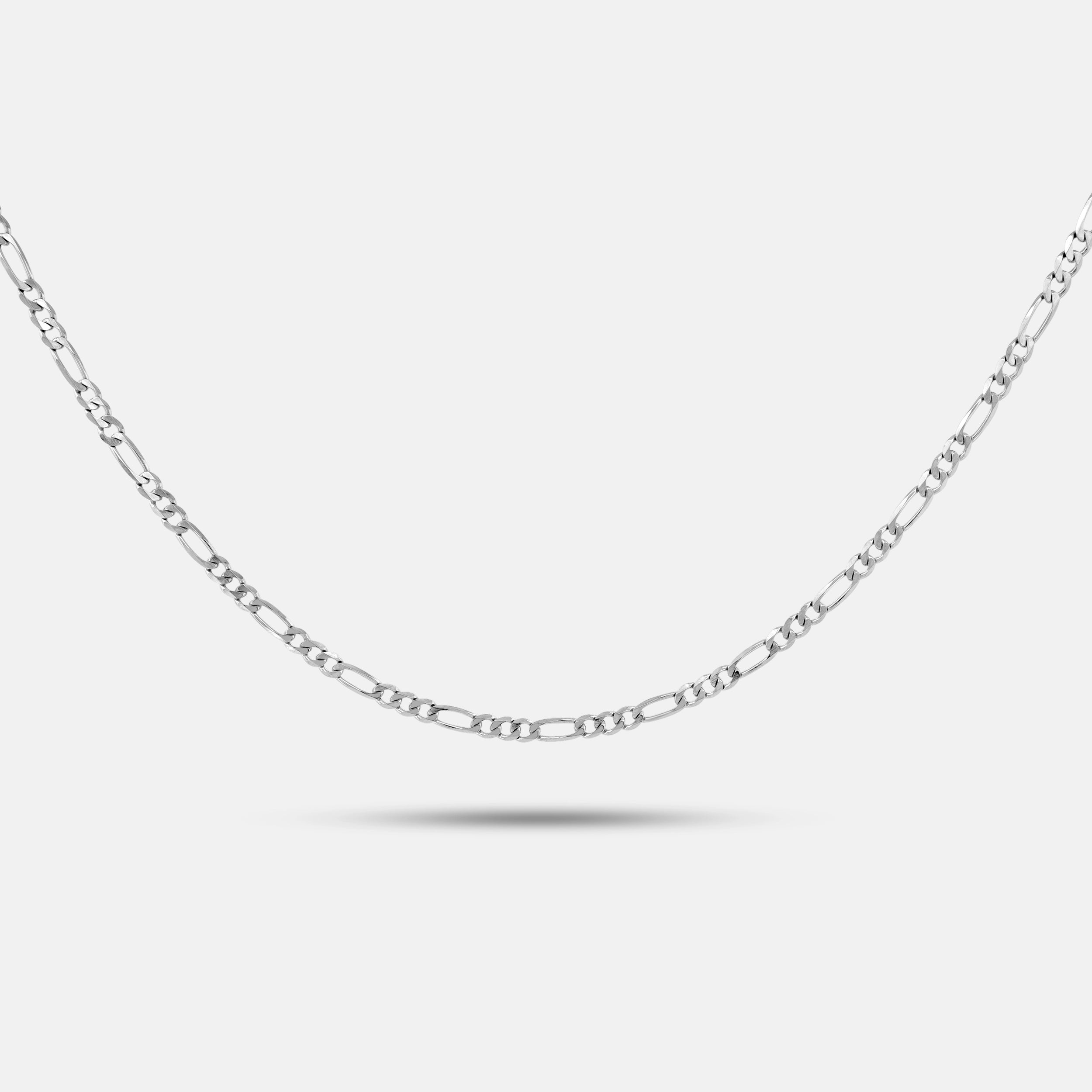 front view of 925 silver figaro chain necklace