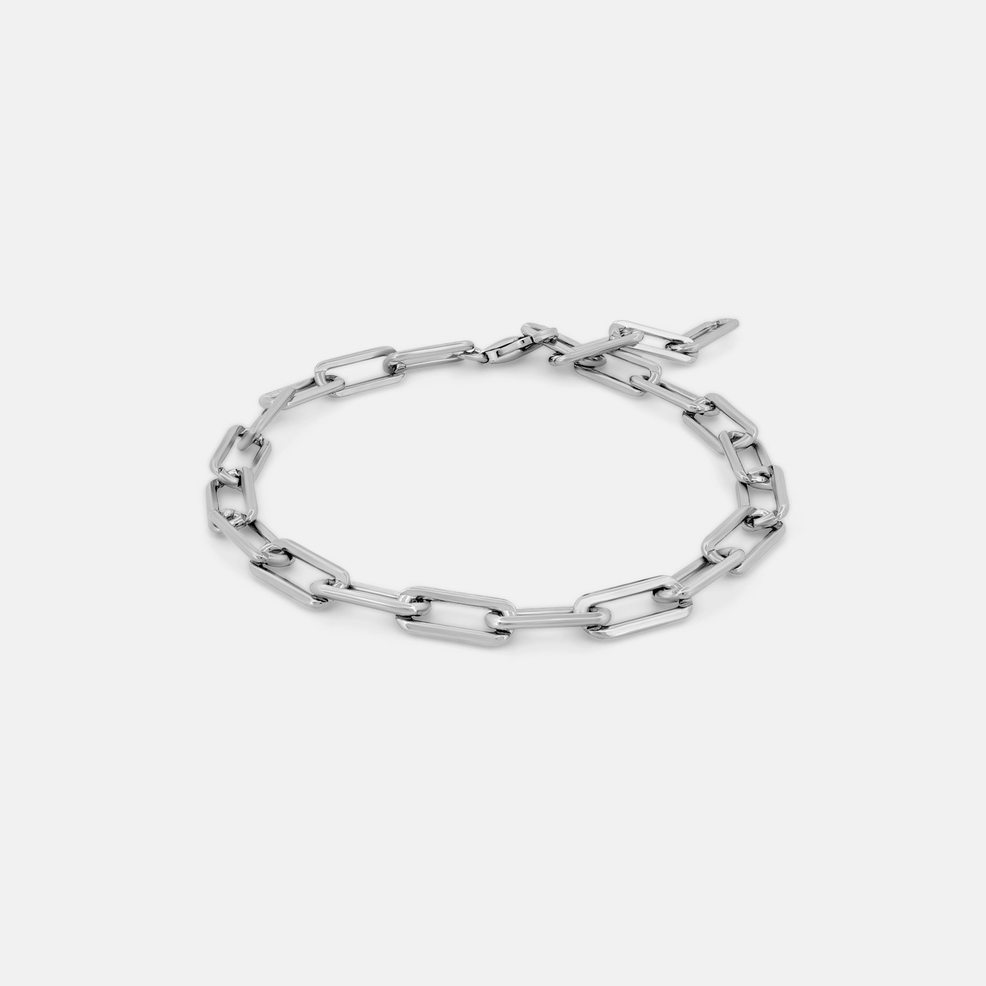 front view of 925 silver paperclip bracelet