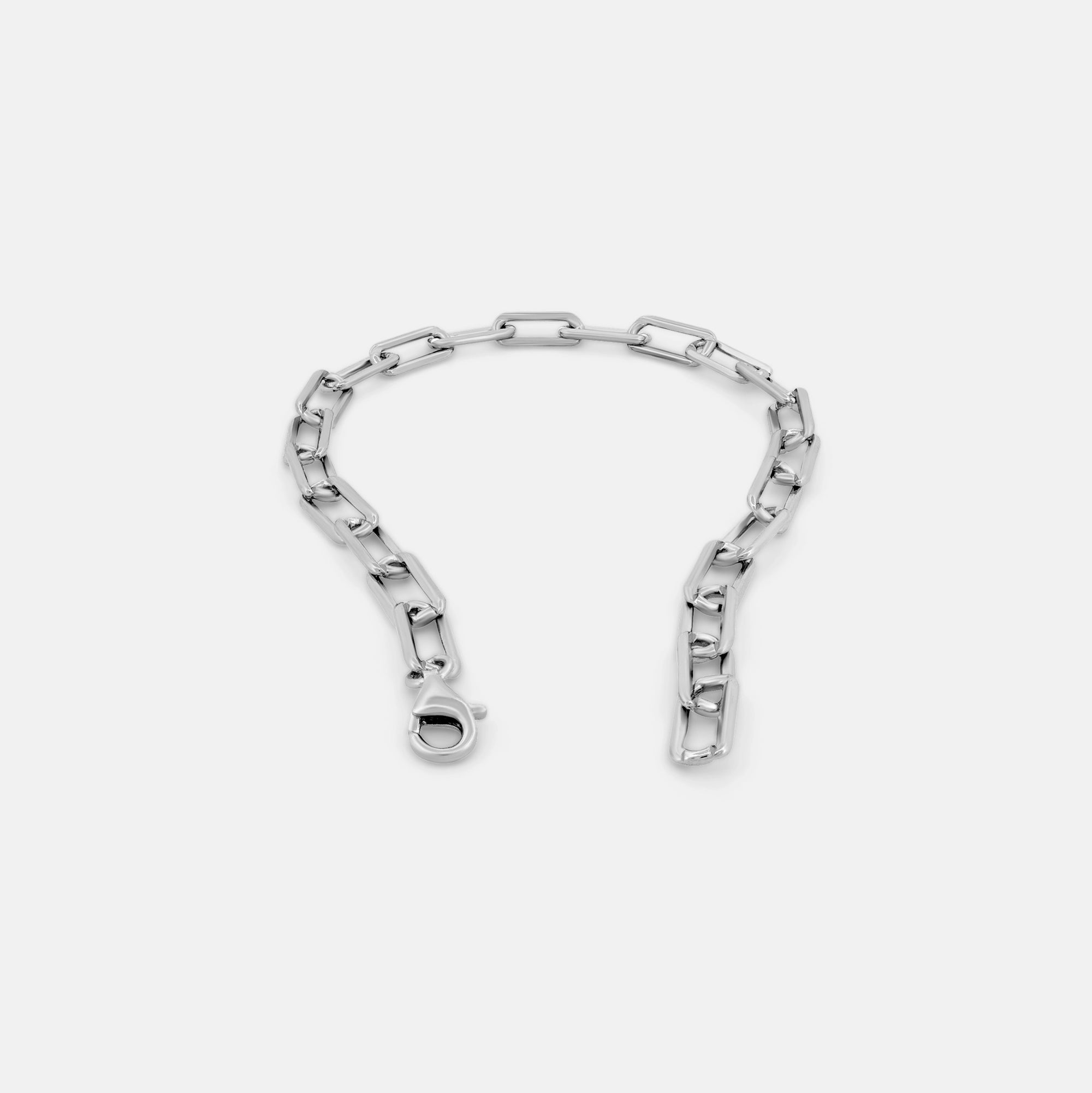 top view of 925 silver paperclip bracelet