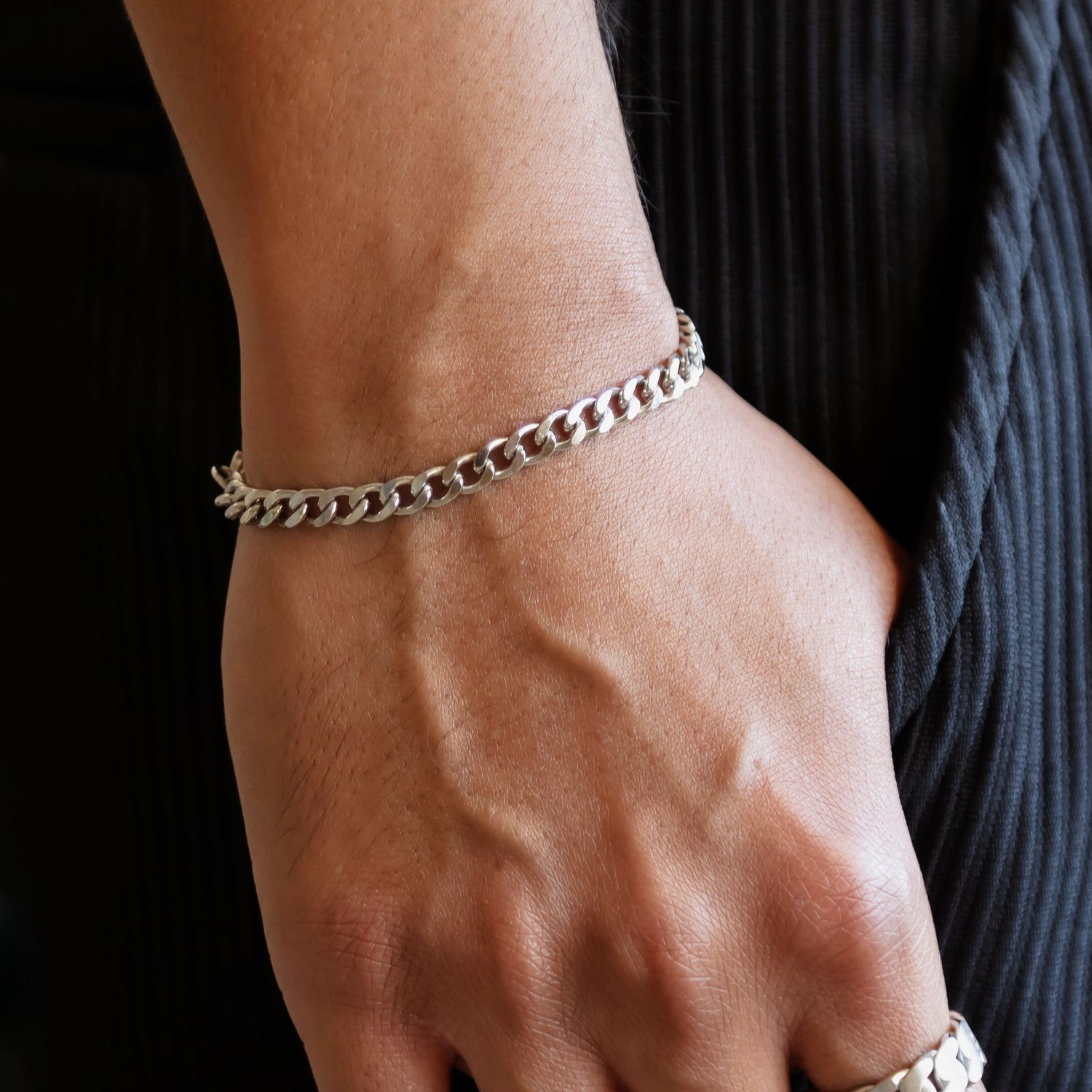 Cuban link chain bracelet silver deals