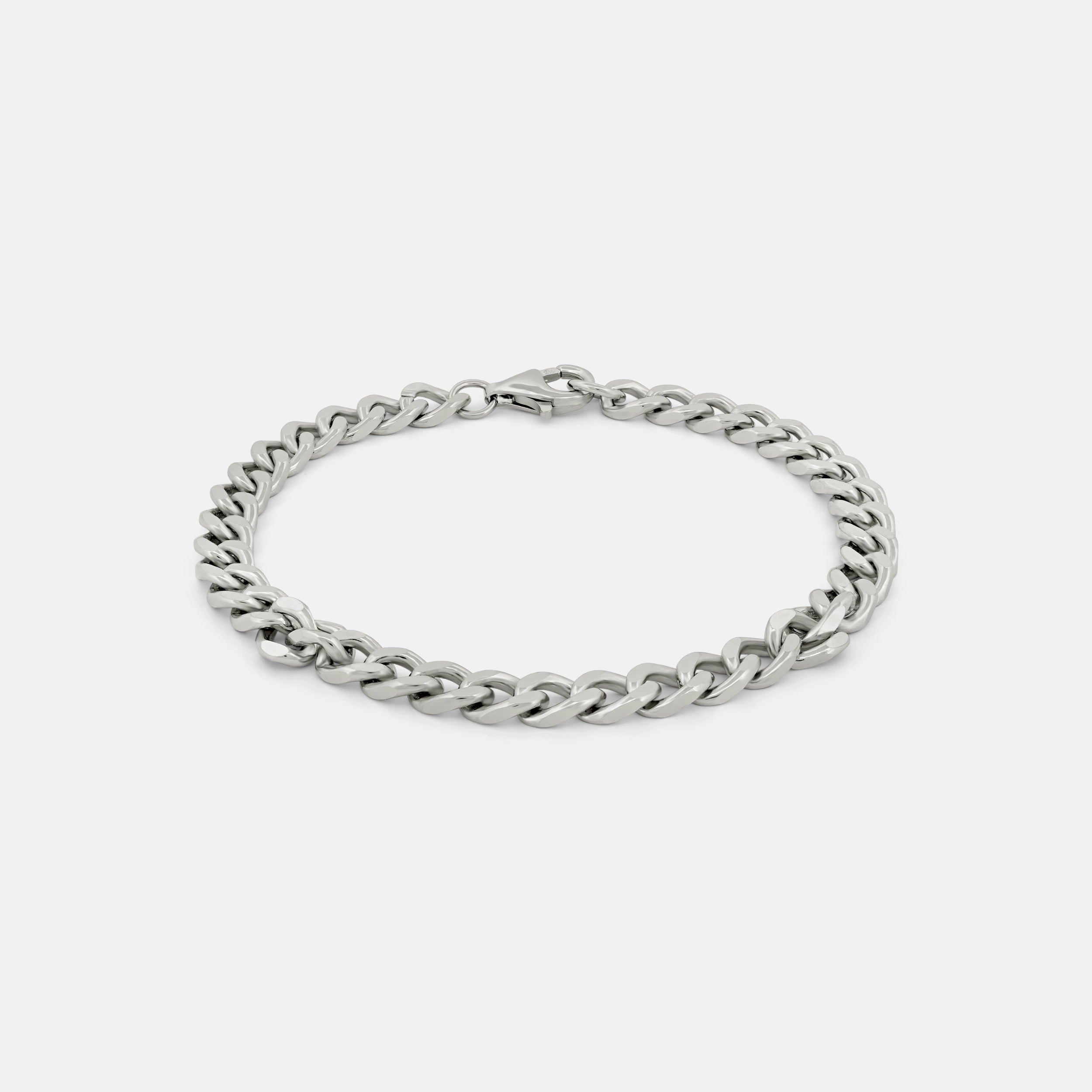 front angle of 925 silver cuban link bracelet