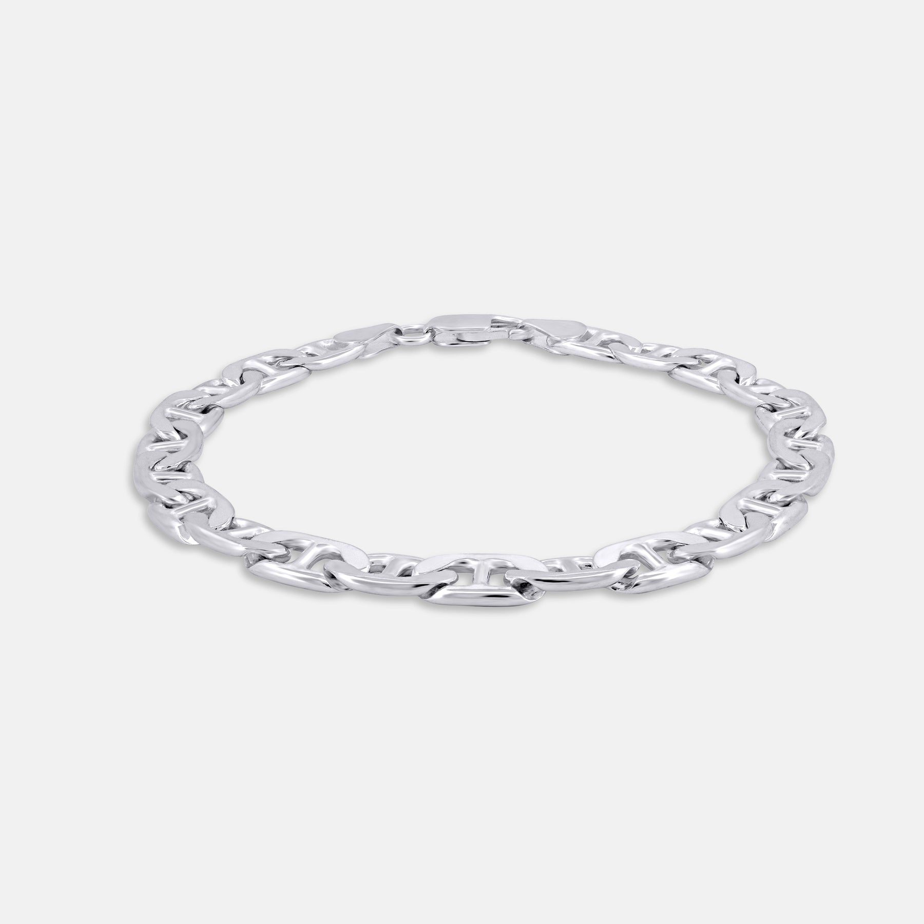front view of 925 silver mariner chain bracelet