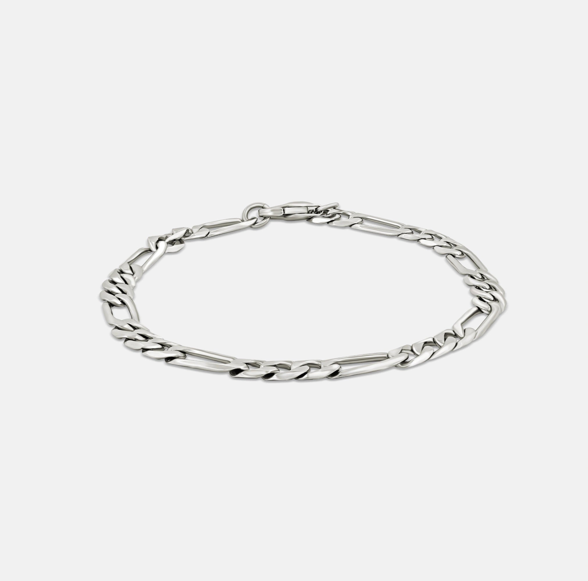 front view of 925 silver figaro chain bracelet