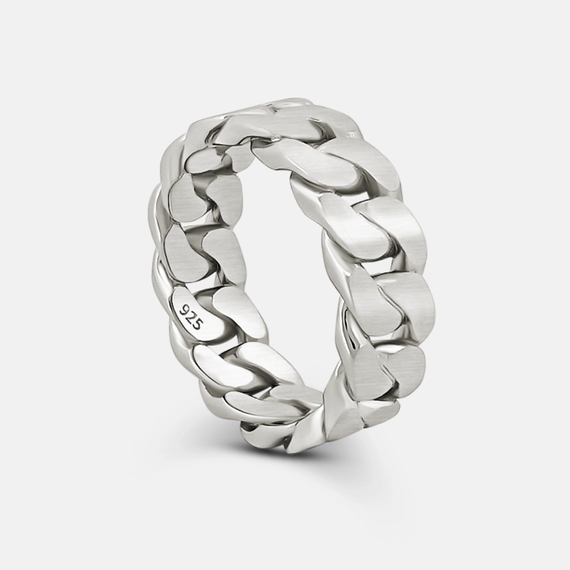 side view of 925 silver cuban link ring