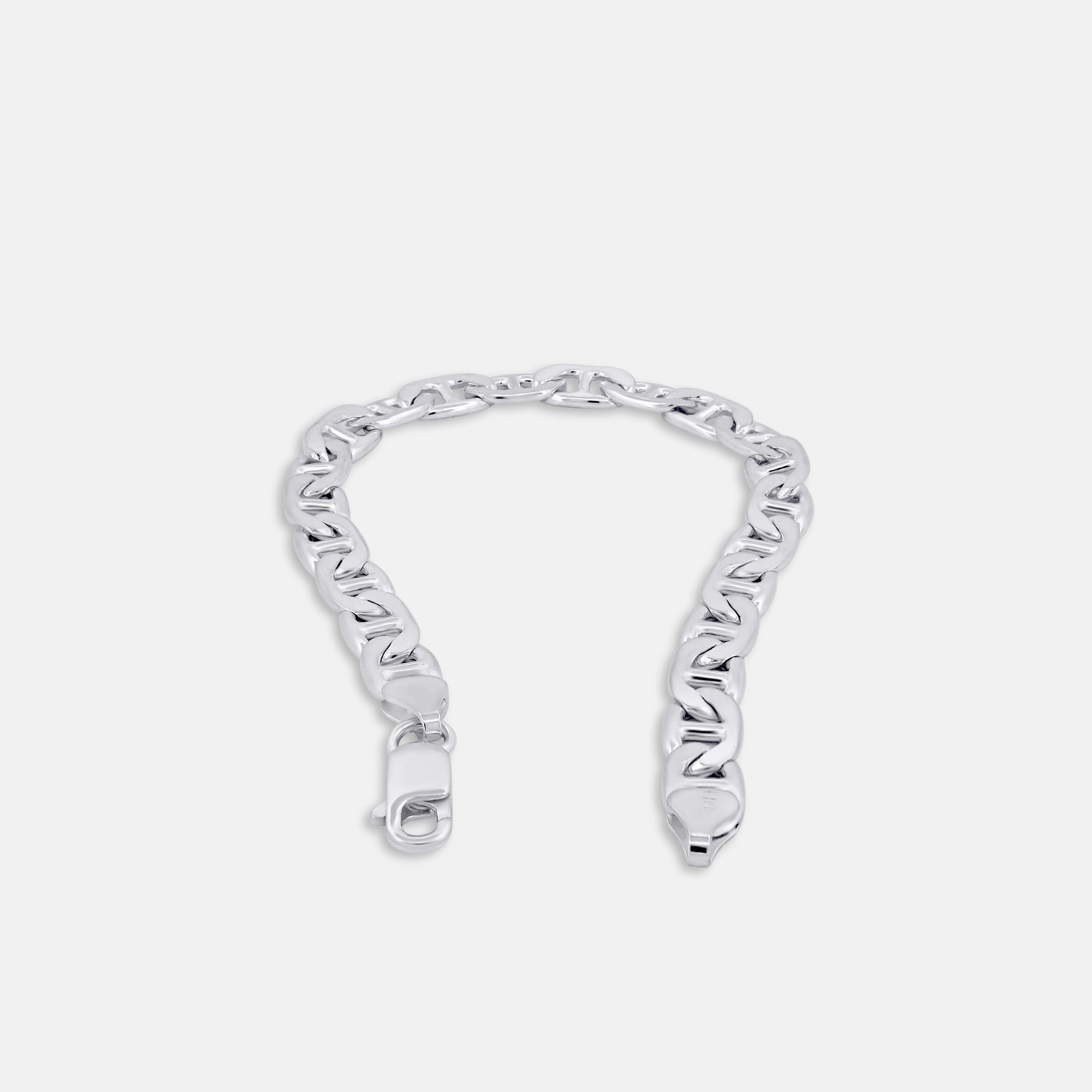 top view of 925 silver mariner link bracelet